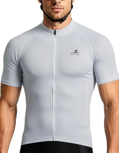 spocyclife Radtrikot Herren Kurzarm, Fahrradtrikot Atmungsaktiv Rennrad Trikot Schnell Trocknen Fahrrad Shirt mit 3 Taschen für Herren Outdoor Sport, Weiß, L