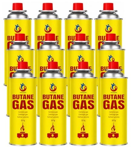 OptiProducts Butane Gas Canister 227g – Universal Fuel Cartridge for Camping Stove, BBQ Grill, Heater & Blow Torch – Safe, Lightweight Outdoor Cooking Gas Refill NEW