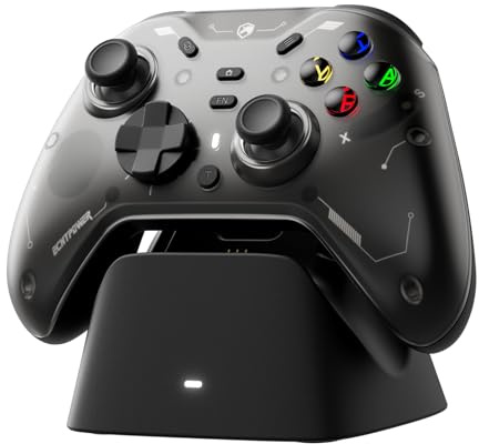 Manette sans fil ECHTPower pour PC avec joysticks TMR et gâchettes Hall duales, manette multi-plateforme pour PC/Switch/Switch2/iOS/Android, vibration à 4 moteurs, station de charge intelligente, comm