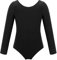 iEFiEL Kinder Mädchen Body Langarm Kurzarm Gymnastikanzug Trägerbody Ballettanzug Turnanzug Ballett Trikot Tanz Kleidung Schwarz 128