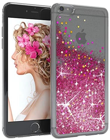 EAZY CASE Hülle kompatibel mit iPhone 6 / 6S Schutzhülle mit Flüssig-Glitzer, Handyhülle, Schutzhülle, Back Cover mit Glitter Flüssigkeit, TPU/Silikon, Transparent/Durchsichtig, Pink