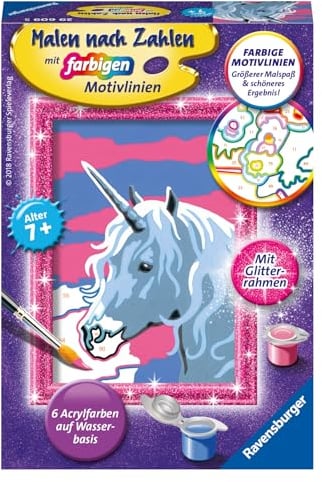 Ravensburger CreArt 29609 - Einhorn - Malen nach Zahlen für Kinder ab 7 Jahre, Malset mit Rahmen, Pinsel und Acrylfarben, Geschenk für Mädchen und Jungen