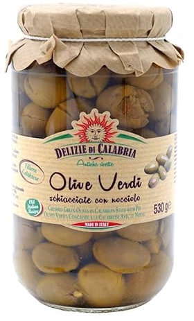 Olive verdi alla Calabrese schiacciate con nocciolo 530 gr