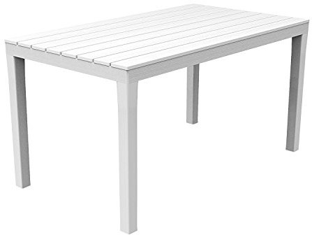 Mojawo Bistrotisch Kunststoff 138x80x72cm Weiß rechteckig Balkontisch Gartentisch Terrassentisch