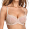 WingsLove Women's Balconette Bra Half Cup Non-Padded Minimiser Bra Wired Floral Lace Plus Size（Nude 34D）