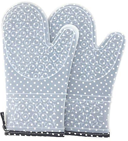 Gants de Cuisson Mitaines de Four, Gants en Silicone, Gants de Four Résistant à la Chaleur avec Doublure en Coton - Silicone Maniques pour Cuisine,Cuisson,Grillade,Barbecue,Micro-Ondes