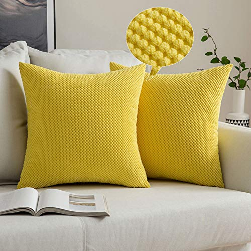MIULEE 2er Set Kissenbezüge Dekokissen Körnig Dekorativ Kissenbezug Kissenhülle Sofakissen Deko Bezug Weich Zierkissen Kissen für Wohnzimmer Schlafzimmer 50x50cm Zitronengelb
