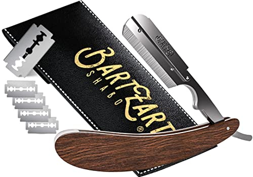 BartZart Rasiermesser mit Wechselklingen-System I Premium Rasiermesser Set mit Holzgriff inkl. Etui und Rasierklingen von Astra I Rasiermesser Herren I Bart Messer I Razor