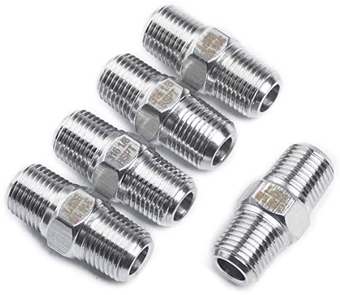 LTWFITTING Stainless Steel 316 Pipe Hex Nipple Fitting 1/8-Inch Male BSPT Air Fuel Water (Pack of 5)