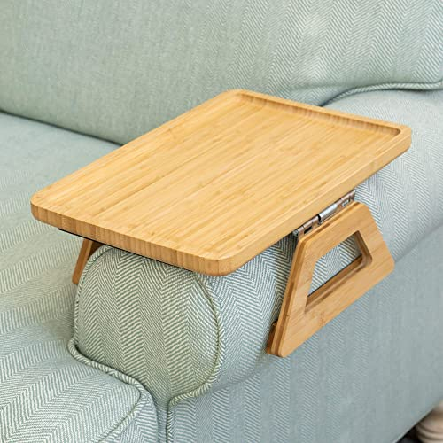 Shamrock Home Table à Bras à Clipser pour Canapés Larges - Portable, TV et d'Appoint pour Petits Espaces. Stable pour Manger et Boire (1, Beige, 35x24cm)