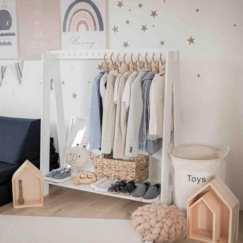 Kleiderständer für Kinderzimmer, Montessori Zimmer Kleiderständer (Weiß)