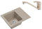VBChome Granit Spülbecken Beige Mit Armatur 55 x 44 cm - Einzelbecken Einbauspüle Gesprenkelt Reversibel Granitspüle Siphon Waschbecken