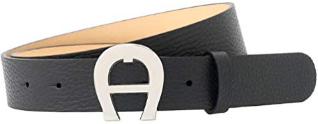 Aigner Logogürtel Cybill Silber 125090, Schwarz-90 cm