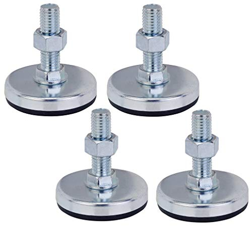 Bulldog Castors Adjustable Levelling Feet - Set of 4 - M12 Thread with 55mm Foot Diameter - Ideal for Furniture, Appliances and Equipment (Heavy Duty - Upto 750Kg per Foot)