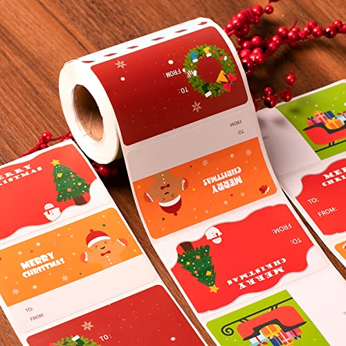 Weihnachts-Geschenkanhänger, Aufkleber, Weihnachts-Namensschilder für Geschenke, zu und von Weihnachtsetiketten, Weihnachts-Geschenkanhänger, Namensschilder für Geschenke, 6 Muster, 300 Stück