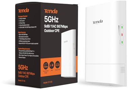 Tenda WiFi Bridge Point-to-Point WLAN Bridge Outdoor CPE (867 Mbit/s auf 5GHz, WLAN Brücke mit 9dBi Antenne, Passive PoE, Zentrales Management, 1km Reichweite, IP65 Wasserdicht)(O1-5G)
