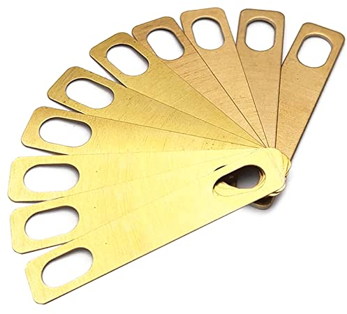 MAXCHEER 10 x Gitarrenhalsscheiben 4 x 0,2 mm, 4 x 0,5 mm und 2 x 1 mm dicke Messingscheiben für Gitarre und Bass, zum Anschrauben am Hals (Gold)