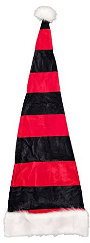 Ciffre Große XL 90cm Lange Weihnachtsmütze Nikolausmütze Rot Schwarz Santa Mütze Nikolaus A2