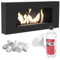 KRATKI Delta Flat Cheminée Bio Ethanol + Galets 1 kg + Entonnoir + Liquide Biocarburant 1| Montage Mural Feu Réel, Récipient Bio 0.4 l, Certifié TÜV | Acier, 40 x 90 cm, Noir Mat