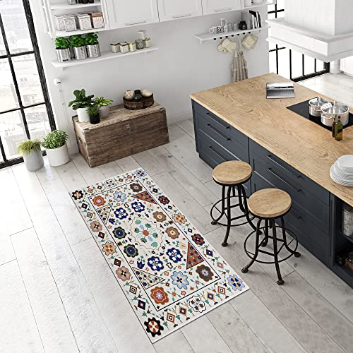 Pasha Home Küchenläufer, Flurläufer – Waschbar bei 30 °C, rutschfest, Pflegeleicht – Indoor-Teppich für Küche, Flur, Wohnzimmer – Perfekt für Innenräume – Mosaik, 80x200 cm