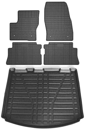 OMAC Fußmatten & Kofferraumwanne Set kompatibel mit Ford Kuga 2013-2019 Gummi TPE Schwarz 5X