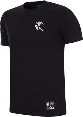 COPA - T-Shirt Herren Fußball - Maradona Argentinien Embroidery - Schwarz - 100% Baumwolle