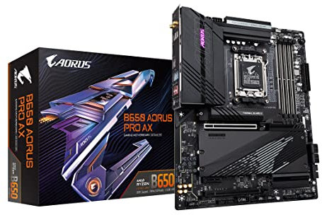 GIGABYTE B650 AORUS PRO AX (AM5/ LGA 1718/ AMD B650/ ATX/ 5-Year Warranty/ DDR5/ Quad M.2/ PCIe 5.0/ USB 3.2 Gen2X2 Type-C/WiFi 6E/ Intel 2.5GbE LAN/Q-Flash Plus/EZ-Latch/Gaming Motherboard)