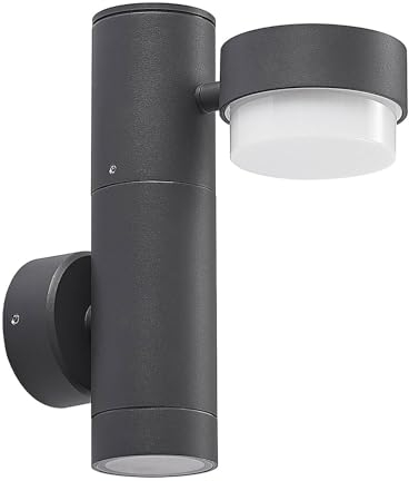 Lucande Wandleuchte außen Marvella (spritzwassergeschützt (Modern) in Schwarz aus Aluminium (2 flammig, GX53) - Außenwandleuchten Wandlampe Led Außenlampe Outdoor für Außenwand/Hauswand