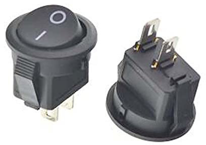 5pcs KCD1 15MM pequeño redondo 2 pines 3 pines 2 archivos 3A/250V 6A/125V AC interruptor basculante interruptor de alimentación (2 posiciones 2pin negro)