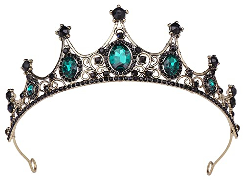 Exbrith Grüne Kristallkrone, Kristallkrone Tiara, Barock Krone, Strass Queen Crowns Hochzeit, Tiaras Kronen Stirnband, Für Geburtstagsgeschenk, Brautkopfschmuck, Bankett Und Geburtstagsfeier