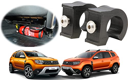 craVeDRIVE [2 stücke Feuerlöscher Auto Halterung Kompatibel mit Dacia Duster 2 | Feuerlöscherhalterung unter dem Fahrersitz | Schwarz | Feuerlöscher Befestigungshalter