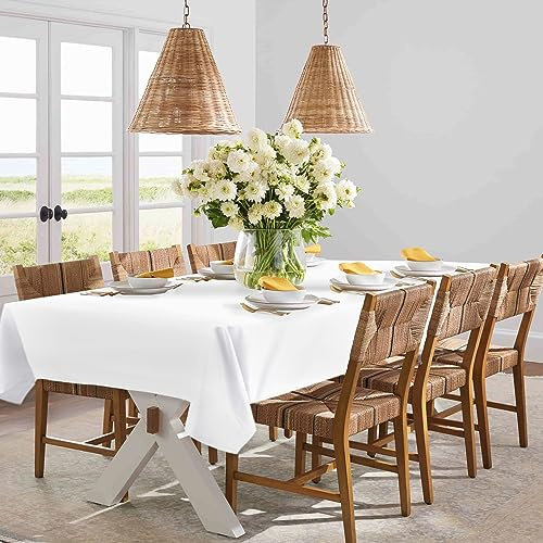 XWZO Table Cloth Rectangular Solid Table Cover Water Resistant Table Cloths Wipe Clean Tablecloth for Cafe, Restaurant, Buffet, Tabletop Party 140x200cm(55x78inches) White