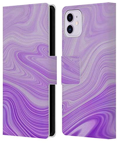 Head Case Designs Offizielle Suzan Lind Violett Wirbel Aus Marmor Leder Brieftaschen Handyhülle Hülle Huelle kompatibel mit Apple iPhone 11