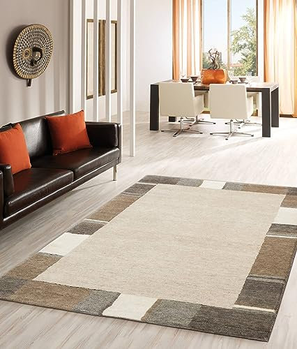 Rug Studios Teppich MARRAKESCH | Farbe: Natur; Größe: 90 x 160 cm | strapazierfähig und leicht zu reinigen | Wohnzimmer | Schlafzimmer