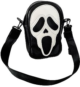 PORRASSO Ghost Umhängetasche Damen Schultertasche Crossbody Bag Paare Messenger-Tasche für Halloween Reisen Täglichen Gebrauch Schwarz