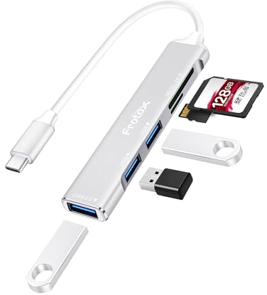 Lector Tarjetas SD, 5 en 1 Adaptador USB C con Lector de Tarjetas SD/MicroSD, 1 USB 3.0, 2 USB 2.0, USB C Card Reader de Memoria para SD/Micro SD/TF/SDXC/SDHC/MMC/RS-MMC/Micro SDXC/Micro SDHC (Plata)