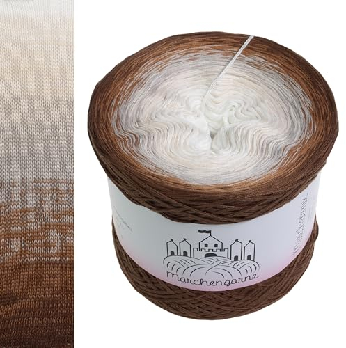 Farbverlaufsgarn Bobbel 200g - 760m 4Fädig Wolle Strickwolle Häkeln bubble (Coconut - Nuss außen)