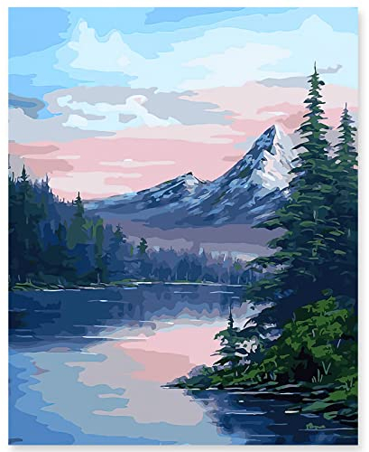 gelrovaled Malen Nach Zahlen Erwachsene, DIY Handgemalt Ölgemälde Kit für Anfänger und Erwachsene Mit 3-Pinseln und Acrylfarbe, Ohne Rahmen 40X50CM (Mountain)