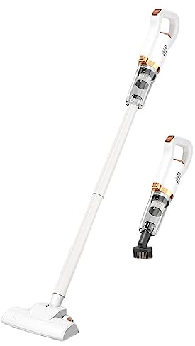 Aoun Aspiradora inalámbrica Ligera y silenciosa, 60 Minutos de Funcionamiento, Potente succión Recargable con Filtro HEPA, Vertical para Pelo de Mascotas, Madera Dura, alfombras (Blanco)