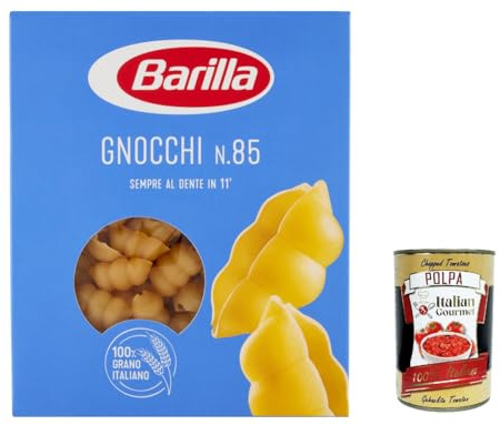 Italian Gourmet Pasta Gnocchi Nr. 85 italienische Nudeln semola 10 x 500g | Formato corto rigato, ideale con sughi densi; aus Hartweizen, kochfest und, Gesamtnettogewicht 5 kg + Kostenlos Polpa 400g