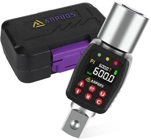 ANPUDS Adaptateur de Couple Numérique 3/4, 9-600Nm Clé Dynamométrique Numérique avec Précision ±1%, Mode Préréglé, Stockage de Données, LED et Alerte Sonore pour Auto, Camion, Tracteur