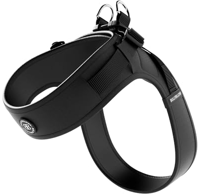 BullyBillows Boomerang Hundegeschirr leicht und Nicht einschränkend Einfach anzulegen und abzunehmen | Hochwertiges Hundegeschirr mit Klettverschluss | Schwarz | XX Klein