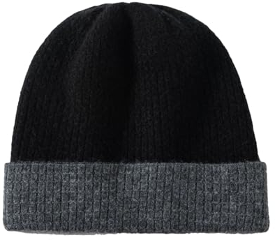 Azedssw Damen Kaschmir Mütze Männer Winter Dicken Skullies Beanies Unisex Warm Halten Gestrickte Mützen Black One Size