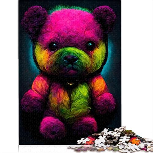 1000 Pieces Puzzles for Adults Neon Teddy Bear jigsaw puzzles for adults wooden puzzles Adults Puzzles Gifts 1000pcs (75x50cm)