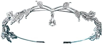 Elfenkrone KopfstüCk Damen-Krone, verstellbare Elfen-Kopfbedeckung, Feen-Kopfbedeckung, Retro-runde Elfen-Prinzessin-Kopfbedeckung, Braut, Hochzeit, Rollenspiel, Party, Ball Tiara Und Elfen Ohren Set