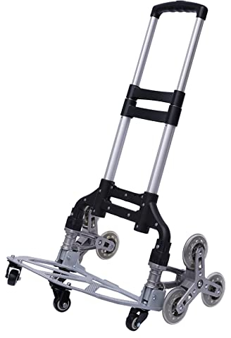 Klappbar Treppenkarre 6 Räd Treppensteiger Handwagen Aluminium Sackkarre Stapelkarre Wagen Faltbarer Handwagen Extra Langer Griff 106 cm mit Canvas Tasche