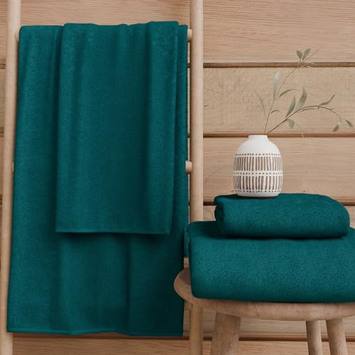 PETTI Artigiani Italiani - Asciugamani Bagno in 100% Spugna di Cotone, Set Asciugamani 1+1, 2 Pezzi 1 Asciugamano Viso e 1 Asciugamano Mani, Asciugamani Ottanio