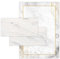 Briefpapier-Set 50 Designpapier DIN A4 + 50 Umschläge DIN-lang haftklebend Marmor grau Papier Goldene Tropische Blättern beidseitig beschriftbar und bedruckbar Frühlingspost Kommunion Konfirmation