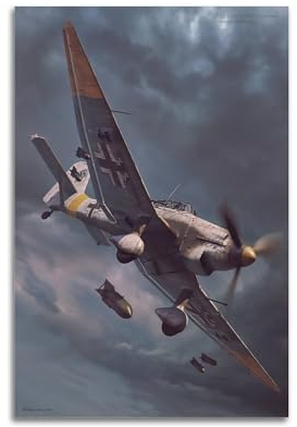 qiyan Ju-87 Poster im Vintage-Kampfflugzeug, dekoratives Gemälde, Leinwand, Wandposter und Kunstdruck, moderne Familienschlafzimmer-Dekoration, Poster, 40 x 60 cm
