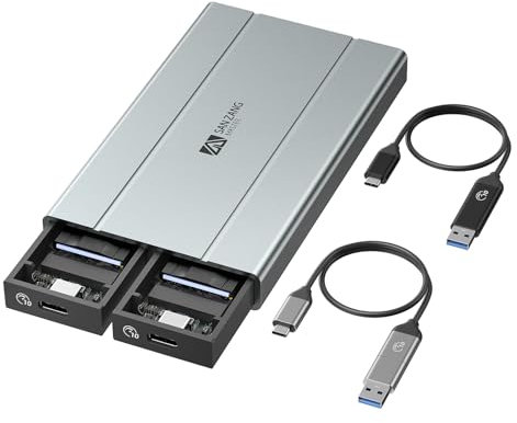 SAN ZANG MASTER - Caja de disco duro NVMe dual M.2 de aluminio de 10 Gbps compatible con SSD M.2 PCIe NVMe
